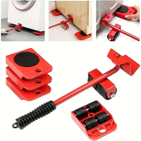 Mallette de transport de gros articles personnalisée OEM 5 pièces Base de poulie de manutention d'objets lourds Outils pour meubles Ensemble d'outils ménagers à main
