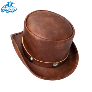 Unisex Brown <strong>Mad</strong> <strong>Hatter</strong> MagicTopper PU Leather Top <strong>Hat</strong> for Adults Character Style Ready to Ship for Outdoor Scenes - Product Image 1