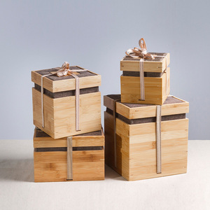 Cajas de regalo cuadradas de bambú hechas a mano para juegos de té y embalaje de porcelana, grosor personalizable - Product Image 4