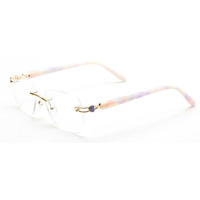 Monture de lunettes élégante sans monture en métal pour femme, charnière cœur diamant, branches en acétate, monture de prescription, logo personnalisé, vente en gros