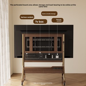 Soporte de <span class=keywords><strong>TV</strong></span> Multifuncional Móvil de Madera Maciza de Estilo Nórdico Moderno con Estantes para Sala de Estar y Dormitorio - Product Image 3