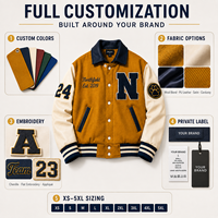 Veste universitaire personnalisée pour homme, mélange de laine, manches en cuir, broderie chenille, veste de baseball, OEM ODM, veste Letterman personnalisée en gros