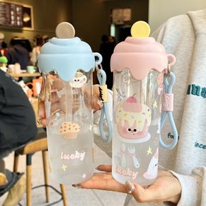 Bouteilles d'<span class=keywords><strong>eau</strong></span> réutilisables en plastique pour enfants, sans BPA, avec paille/cordon, 750 ml, anti-fuite, pour jus, style Kawaii - Product Image 2