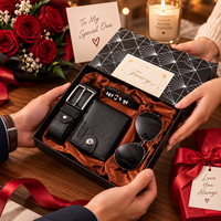Coffret cadeau de luxe pour homme : portefeuille, ceinture, bracelet, lunettes de soleil - 4 pièces dans une boîte cadeau pour lui, anniversaire, anniversaire de mariage, cadeaux promotionnels professionnels
