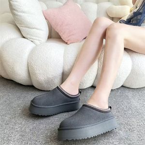 Bottes de neige chaudes d'hiver pour femmes, dessus en cuir véritable, doublure en fausse fourrure, semelle épaisse antidérapante, pantoufles d'extérieur 2026 - Product Image 6