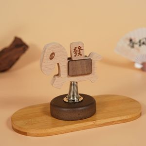 Cheval à bascule en bois massif, ornement en hêtre et noyer noir, décoration Feng Shui pour bureau, maison, étude, cadeau - Product Image 2