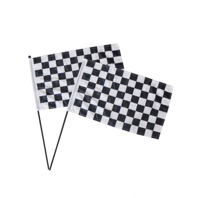 Monster Truck 14x21cm Mini Custom Hand Held Football Fans Racing Checkered Polyester Flag Custom Logo Digital Printing Plastic