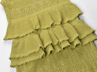 Robe longue à bretelles en tricot crocheté à volants superposés pour femme, design ajouré, froncée, pour le quotidien et le bureau