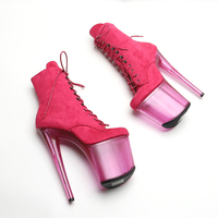 20CM / 8 pouces daim supérieur mode avec talon haut plate-forme bout fermé bottines pôle danse bottes