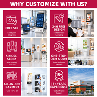 Kiosque de commande et de paiement en libre-service OEM 21,5 pouces pour restaurant, machine de point de vente (PDV) avec lecteur de carte de crédit pour café, bar, bistrot