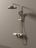 Robinets de salle de bain en laiton de luxe mural brossé or rose ensemble de douche à effet de pluie barre coulissante noyau de vanne en céramique mélangeur d'eau chaude et froide