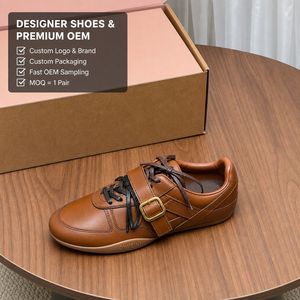Chaussures de luxe pour femmes, cuir marron de haute qualité, chaussures à boucle, baskets, chaussures de sport, chaussures de skate, neuves - Product Image 1