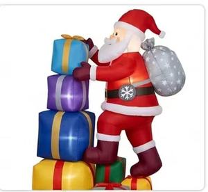 Nouvelle conception de Père Noël gonflable montant sur un traîneau de rennes, décoration extérieure avec lumières LED pour la fête de Noël dans la cour ou sur la pelouse - Product Image 3