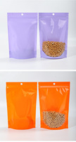 Sacs en Mylar transparents avec fermeture éclair, personnalisables, un côté transparent, dos rose, pour le stockage des aliments, sacs debout avec fermeture éclair