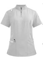 Uniformes de Enfermería de 2 Piezas para Mujer, Pantalones de Pierna Recta con Cintura Elástica, Funcionales, de Alta Calidad, Color Puro, Cuello Alto, Logotipo Personalizado