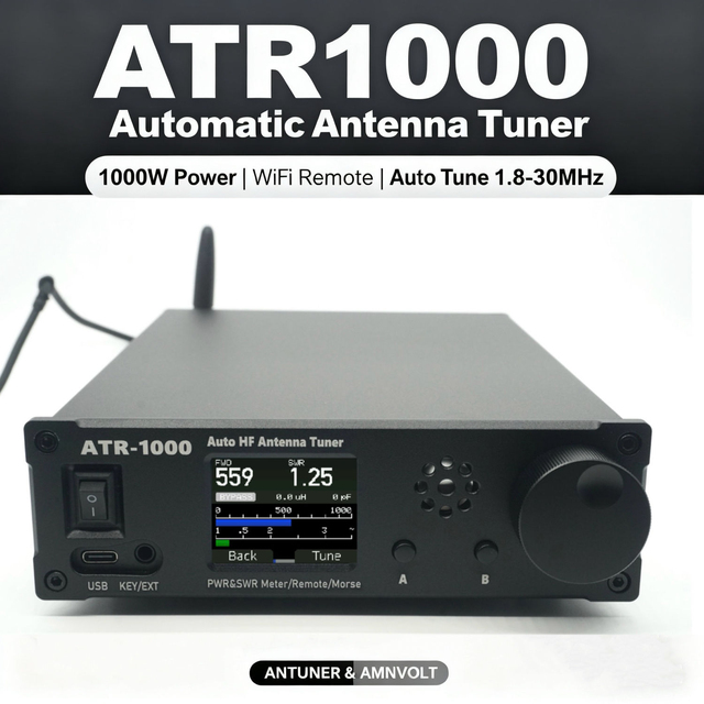 ATR-1000 ATR1000 Max 1000W 1.8-30MHz Automatic Antenna Tuner HF Shortwave Radio Tuner Support WIFI Remote Control for YAESU ICOM