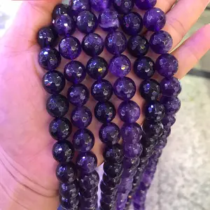 12mm Round Faceted Amethyst Crystal Stone