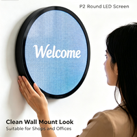 Écran publicitaire LED circulaire couleur pleine gamme 320/500/600 mm à prix de gros, personnalisable, à fixation murale pour les halls de magasins et les expositions
