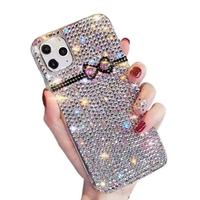 Coque de téléphone portable sportive en cristal avec motif ours diamant noir, mignonne et kawaii, avec strass, pour iPhone 15 16 Pro, en stock direct usine, à faire soi-même