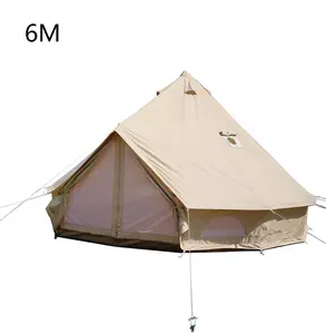 DANCHEL חיצוני 6M כותנה בד יורט אוהל עם 2 תנור שקעי, glamping אוהלים לקמפינג (למעלה וקיר)