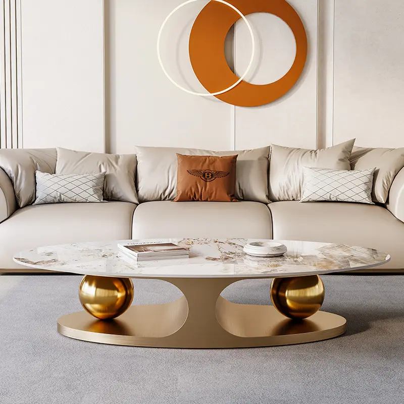 आधुनिक संगमरमर कॉफी टेबल सोने धातु अनुकूलित स्टील स्टेनलेस सोफे कमरे में रहने वाले फर्नीचर के लिए सेंटर टेबल