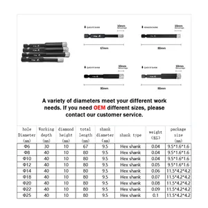 DEYI 6/8/10 Mét Nhanh Chóng Phù Hợp Với Hexagon Shank Lỗ Saw Chân Không Brazed Kim Cương Lõi Khoan Bit Cho Gốm Sứ Đá Cẩm Thạch Khoan