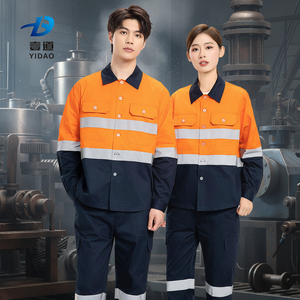 Veste de travail haute visibilité pour <span class=keywords><strong>homme</strong></span>, durable, réfléchissante, 100 % coton, à manches longues, avec aérations, respirante - Product Image 1