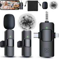 Microphone Lavalier Sans Fil 3-en-1 K15 avec Réduction de Bruit, Enregistrement Sonore, Directionnalité Complète et Réponse en Fréquence 100Hz-20kHz pour
