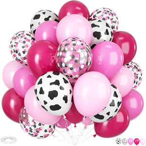 Birthday Baby Shower Party Decor 35Pcs 12 Inch Pink Cow Print Confetti Latex <strong>Balloon</strong> Kit Birthday Cowgirl Rodeo <strong>Balloon</strong> Set - Product Image 1