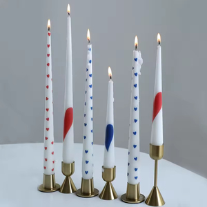 Blue <b>Red</b> Heart Printed Beeswax Soy Wax Taper <b>Candles</b> 14 Inch 9.25 Inch Christmas Holiday Home Decoration Wedding Bars Smokeless - Product Image 3
