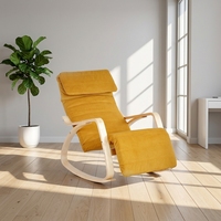 Chaise longue inclinable en bois massif au design moderne pour chambre à coucher, bureau à domicile et salon avec coussin amovible