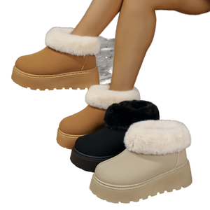 Botas de nieve para mujer con suela gruesa, cálidas, forradas con piel sintética, botines con punta redonda, zapatos de invierno para interior y exterior - Product Image 2