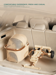 काले/खाकी/बेज डिचचबल फोल्डेबल एल्यूमीनियम मिश्र धातु उच्च कार्बन स्टील ऑक्साइड कपड़े पालतू जानवर छोटे मध्यम पालतू जानवरों के लिए - Product Image 4