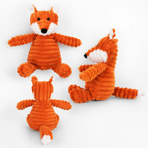 Sustainable Cartoon Animal Shaped Squeaky Dog Toys Durable Chewing Corduroy Cotton Plush for Big Dogs Play Feature - Product Image 3