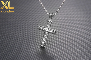 Collar de Acero Inoxidable con Cruz y Patrón de Espiga Estilo Hiphop, Chapado de 0.3mm, Joyería Gótica para Hombres y Mujeres - Product Image 3