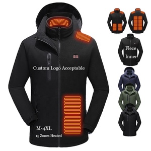 Giacca da sci riscaldata in <span class=keywords><strong>pile</strong></span> 3-in-1 spessa da uomo 15 zone antivento a tinta unita abbigliamento invernale batteria ricaricabile non inclusa - Product Image 1