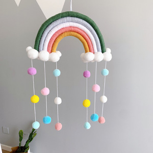 Decorazione della stanza del bambino Nordic Boho Cotton tessuto a mano Color arcobaleno nappa <span class=keywords><strong>Macrame</strong></span> appeso a parete per bambini Nursery Decor - Product Image 2