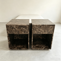 Table d'appoint de luxe en marbre brun naturel, table de chevet moderne minimaliste en pierre, décoration pour salon, chambre à coucher, table d'appoint de canapé, table d'appoint extérieure