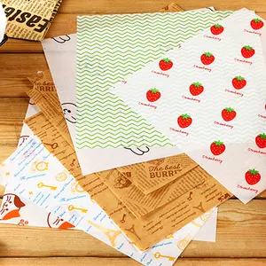 Custom Logo Sandwich Paper Printed Eco Food Grade Wrap Burger Hamburger Bread Wrapping Paper Greaseproof Oiled Wax Baking Paper