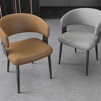 Chaises de salle à manger modernes de luxe en métal avec revêtement en cuir Lot de 4 pour le salon et la salle à manger Meubles de maison