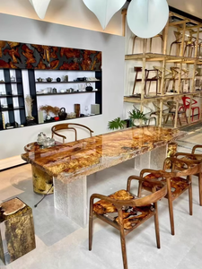 Твердая деревянная большая тарелка из орехового розового дерева современная мебель для гостиной из эпоксидной смолы речной стол настольный обеденный стол чайный столик - Product Image 2