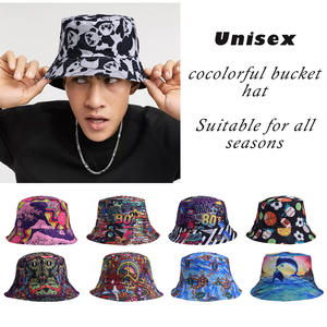 2025 unisexe en plein air été chapeau de soleil nouveau européen américain numérique imprimé pêcheur seau chapeau Double face Graffiti pour hommes - Product Image 3