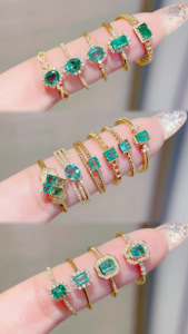แหวนเพชรพลอยมรกตทองคำ 18K ยี่ห้อซินฟลาย สไตล์คลาสสิก เหมาะสำหรับงานแต่งงานและงานปาร์ตี้ - Product Image 3