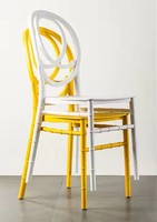 Chaises de banquet empilables dorées et blanches pour hôtel, chaises Chiavari pour salle de réception