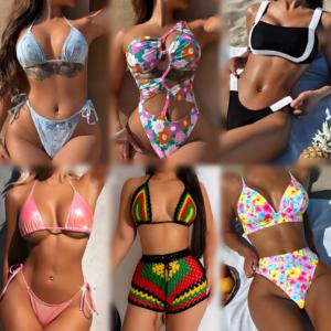 Ensemble bikini sexy pour femme 2026, maillot de bain deux pièces en polyester, col en V, haut dos nu, bas à nouer sur le côté, taille unique, pas cher - Product Image 5