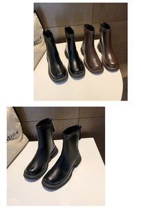 Botas de cuero suave <span class=keywords><strong>Otoño</strong></span> <span class=keywords><strong>Invierno</strong></span> nuevo coreano corto para <span class=keywords><strong>mujer</strong></span> francés tacón grueso tobillo pequeño Chic Super Fire Skinny - Product Image 5
