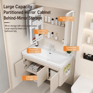 <span class=keywords><strong>Mueble</strong></span> de <span class=keywords><strong>Baño</strong></span> Moderno Minimalista con <span class=keywords><strong>Espejo</strong></span> Inteligente de Aluminio <span class=keywords><strong>y</strong></span> Panel de Panal SPC de 60 cm, Montado en la Pared, <span class=keywords><strong>Lavabo</strong></span> de 17 cm de Profundidad - Product Image 4