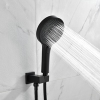 Système de douche moderne carré à effet pluie en laiton avec mitigeur à poignée unique, douchette à main et robinet en céramique, pour salle de bain d'hôtel, montage mural