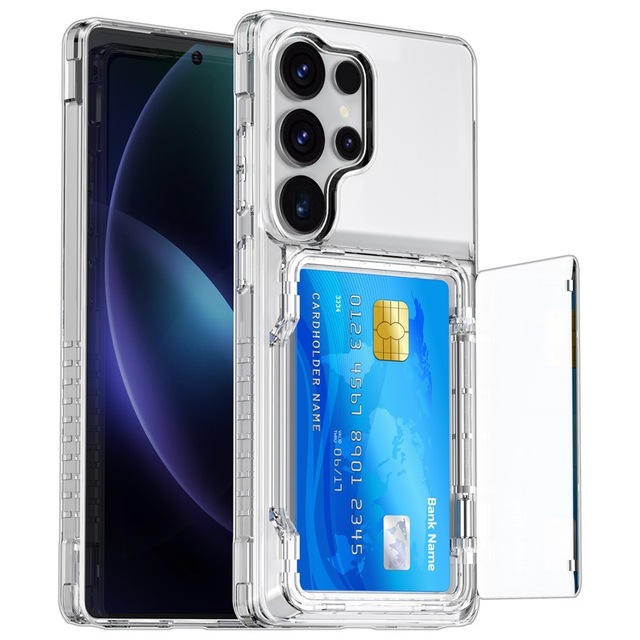 4 Cards Slot Transparent Armor Hybrid TPU PC Shockproof Back Cover Case for Samsung Galaxy S26 S25 Edge S24 Plus S23 Ultra