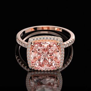 Silver jewelry 925 Main Material morganite Pink Cubic Zirconia silver ring precious stone - Product Image 4
